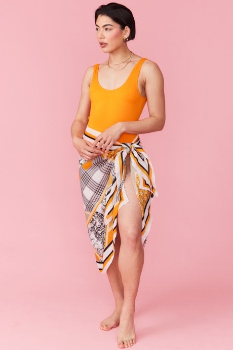 JAYLEY Cashmere And Silk Blend Orange Wrap