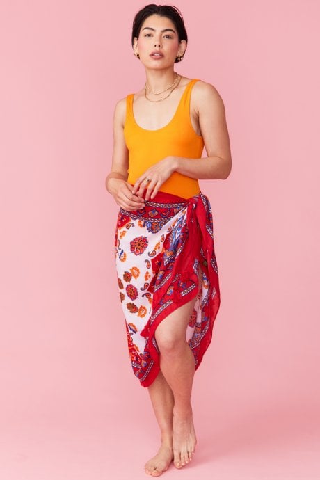 JAYLEY Cashmere And Silk Blend Oriental Print Tassel Sarong