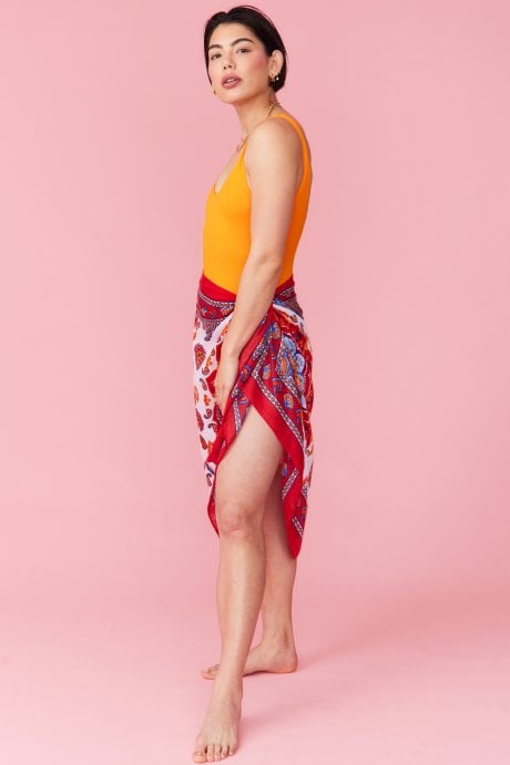 JAYLEY Cashmere And Silk Blend Oriental Print Tassel Sarong