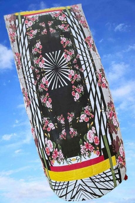 JAYLEY Cashmere And Silk Blend Oriental Print Tassel Sarong Wrap