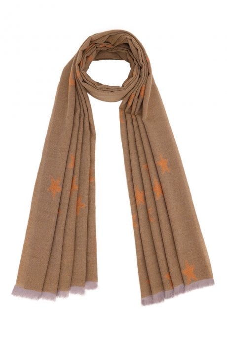 JAYLEY Cashmere and Silk Blend Star Design Scarf Wrap