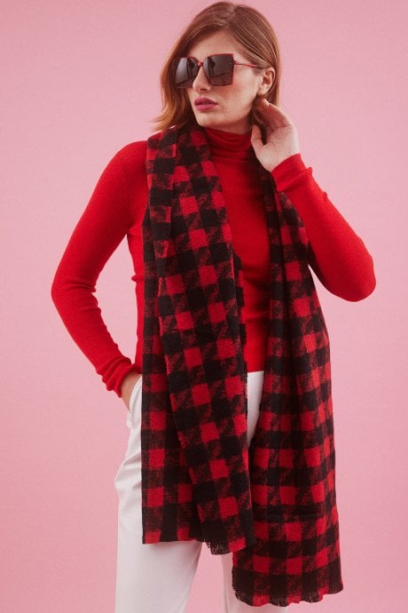 JAYLEY Cashmere Blend Houndstooth Check Wrap