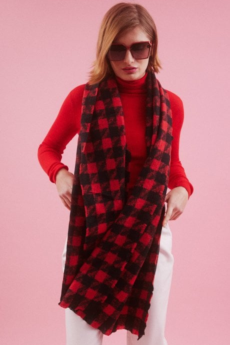 JAYLEY Cashmere Blend Houndstooth Check Wrap
