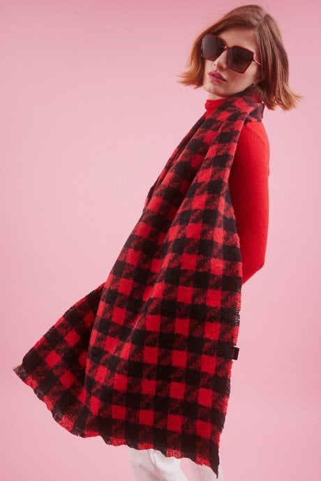 JAYLEY Cashmere Blend Houndstooth Check Wrap