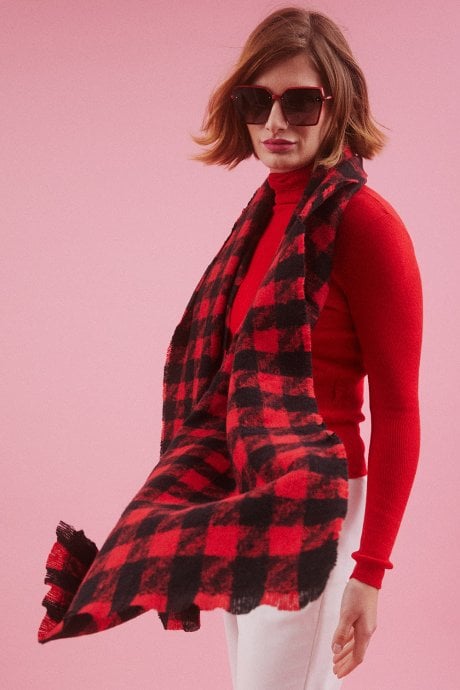 JAYLEY Cashmere Blend Houndstooth Check Wrap