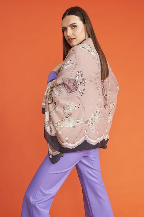 JAYLEY Cashmere Blend Leopard Print Oversized Scarf