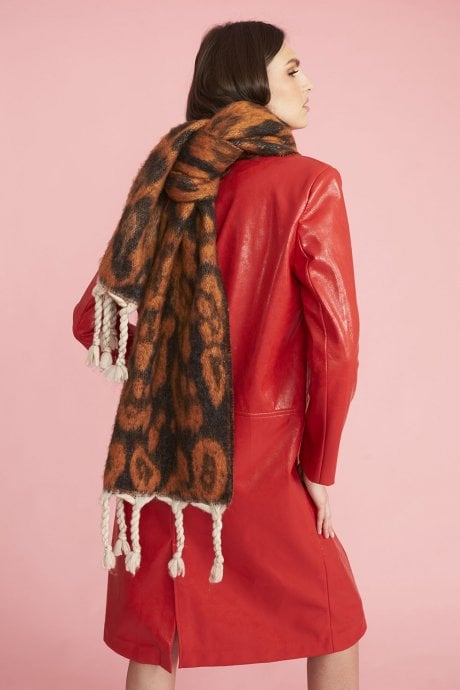 JAYLEY Cashmere Blend Leopard Print Oversized Scarf