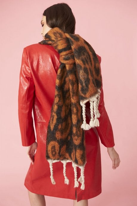 JAYLEY Cashmere Blend Leopard Print Oversized Scarf