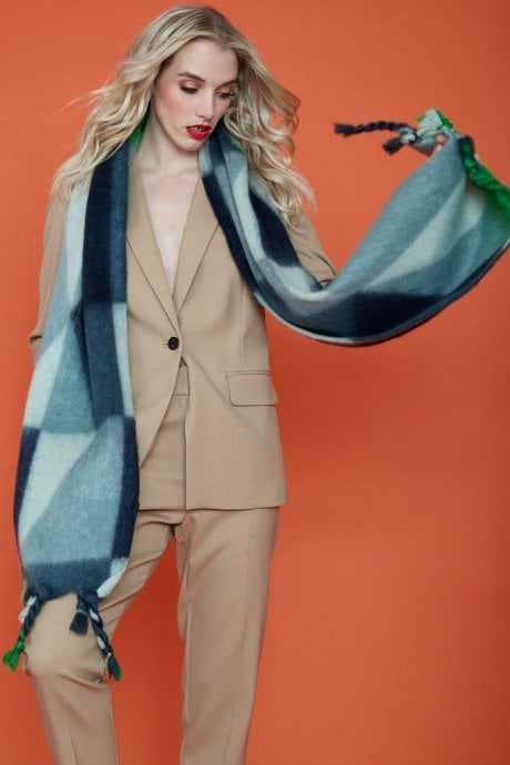 JAYLEY Cashmere Blend Scarf In Blue And Green