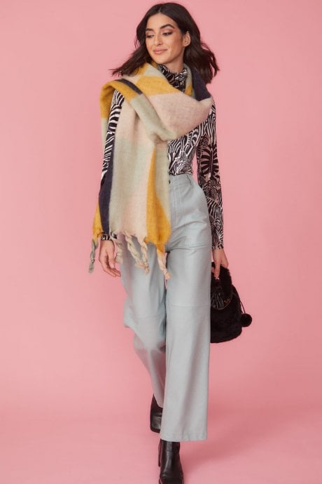 JAYLEY Cashmere Blend Scarf In Yellow And Red