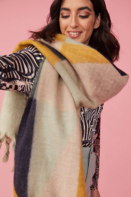 JAYLEY Cashmere Blend Scarf in Yellow and Red