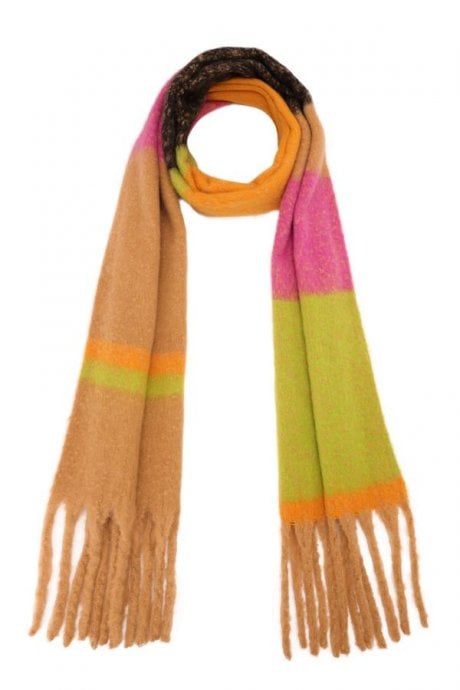 JAYLEY Cashmere Oversized Striped Scarf in Multi Tones