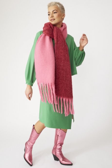 JAYLEY Cashmere Pink Oversized Two Tones Scarf