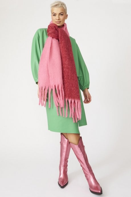 JAYLEY Cashmere Pink Oversized Two Tones Scarf