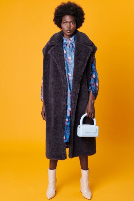 JAYLEY Charcoal Shearling Maxi Gilet | Waistcoat