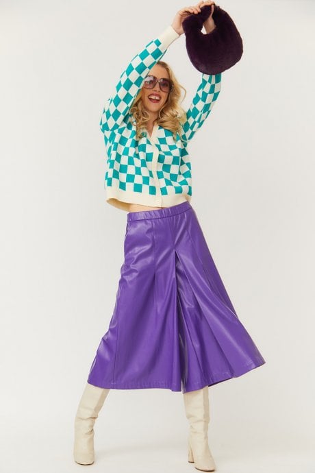 JAYLEY Check Green And White Cashmere Cardigan