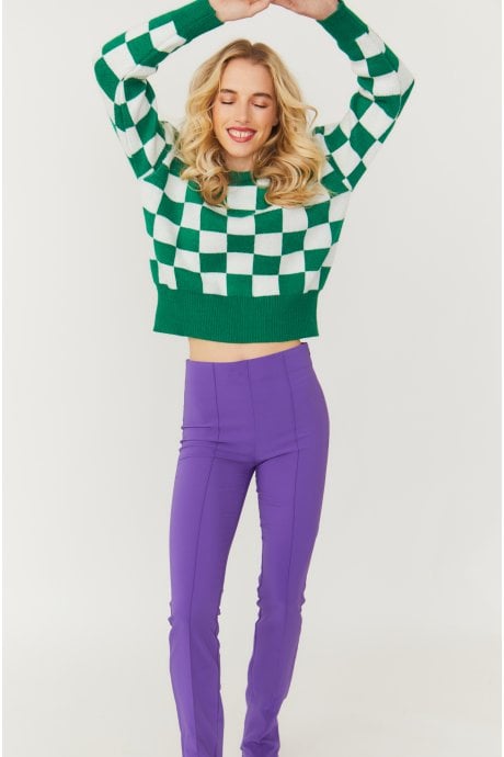 JAYLEY Check Green And White Cashmere Jumper
