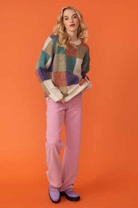 JAYLEY Check Print Cashmere And Banana Peel Jumper