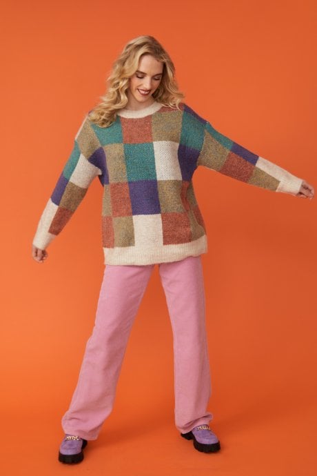 JAYLEY Check Print Cashmere And Banana Peel Jumper