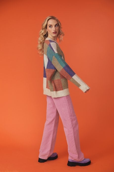 JAYLEY Check Print Cashmere And Banana Peel Jumper