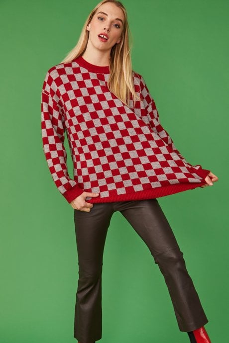 JAYLEY Checkered Cashmere Blend Jumper