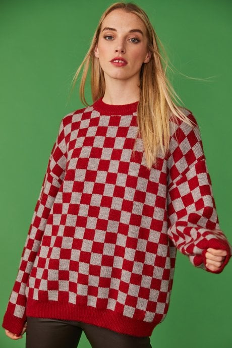 JAYLEY Checkered Cashmere Blend Jumper