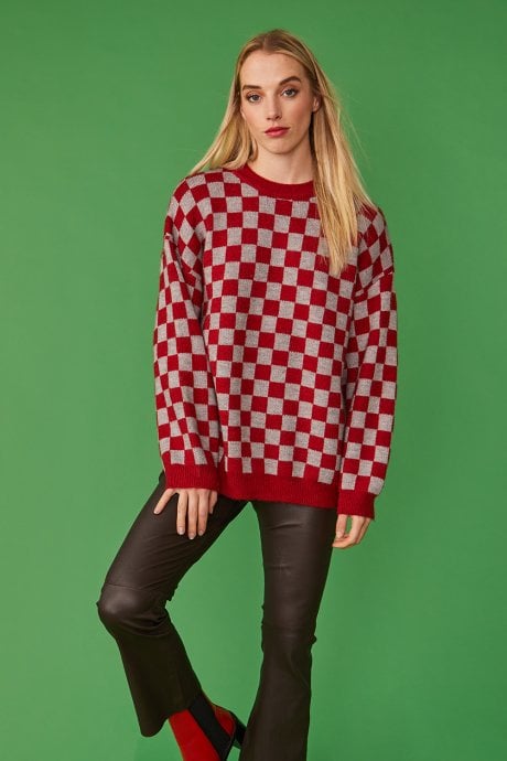 JAYLEY Checkered Cashmere Blend Jumper
