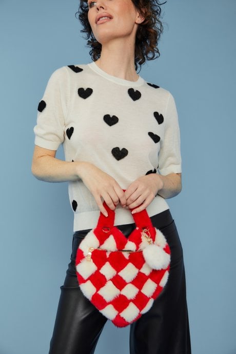 JAYLEY Checkered Love Heart Shoulder Bag