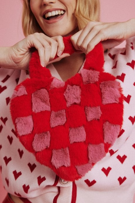 JAYLEY Checkered Love Heart Shoulder Bag