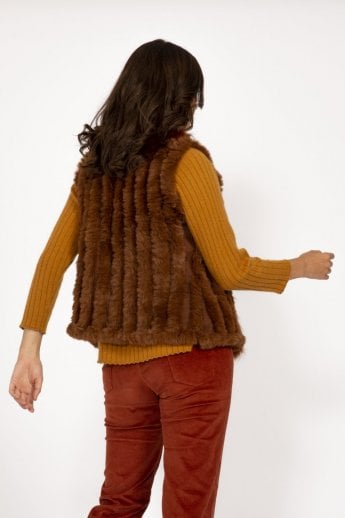 JAYLEY Chocolate Cashmere Blend Faux Fur Gilet | Waistcoat