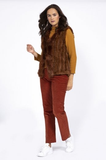 JAYLEY Chocolate Cashmere Blend Faux Fur Gilet | Waistcoat