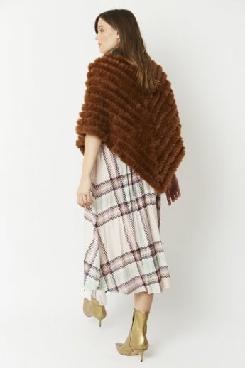 JAYLEY Chocolate Cashmere Blend Faux Fur Poncho