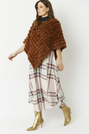 JAYLEY Chocolate Cashmere Blend Faux Fur Poncho