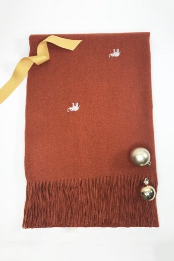 JAYLEY Chocolate Cashmere Blend Wrap With Elephant Embroidery