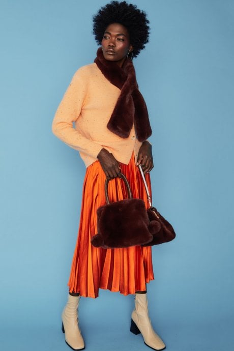 JAYLEY Chocolate Faux Fur Bag