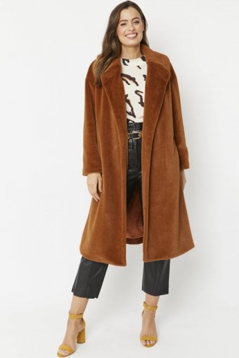 JAYLEY Chocolate Faux Fur Coat