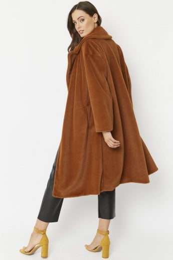 JAYLEY Chocolate Faux Fur Coat