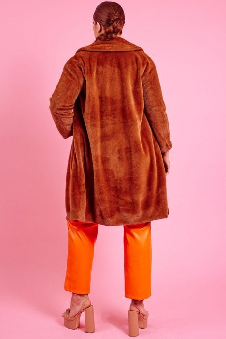 JAYLEY Chocolate Faux Fur Coat