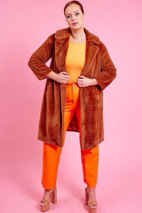 JAYLEY Chocolate Faux Fur Coat