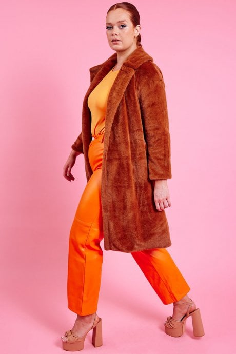 JAYLEY Chocolate Faux Fur Coat