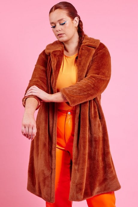 JAYLEY Chocolate Faux Fur Coat