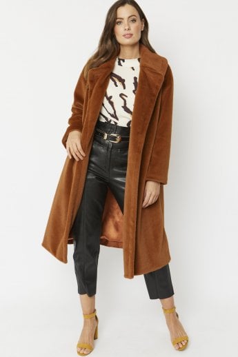 JAYLEY Chocolate Faux Fur Coat