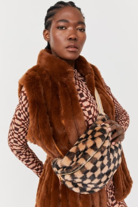 JAYLEY Chocolate Faux Fur Gilet | Waistcoat