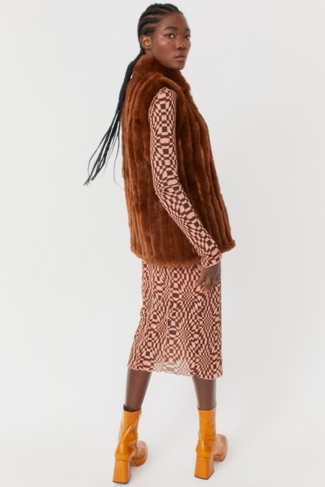 JAYLEY Chocolate Faux Fur Gilet | Waistcoat