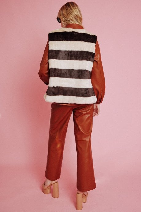 JAYLEY Chocolate Faux Fur Gilet | Waistcoat