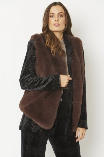 JAYLEY Chocolate Faux Fur Gilet | Waistcoat