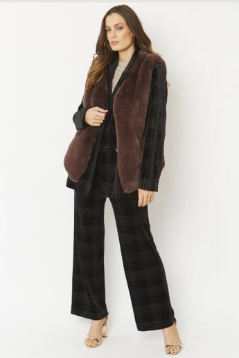 JAYLEY Chocolate Faux Fur Gilet | Waistcoat