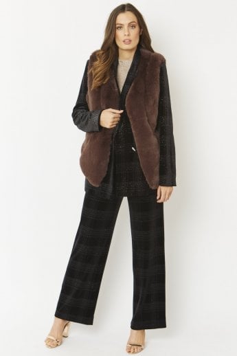 JAYLEY Chocolate Faux Fur Gilet | Waistcoat