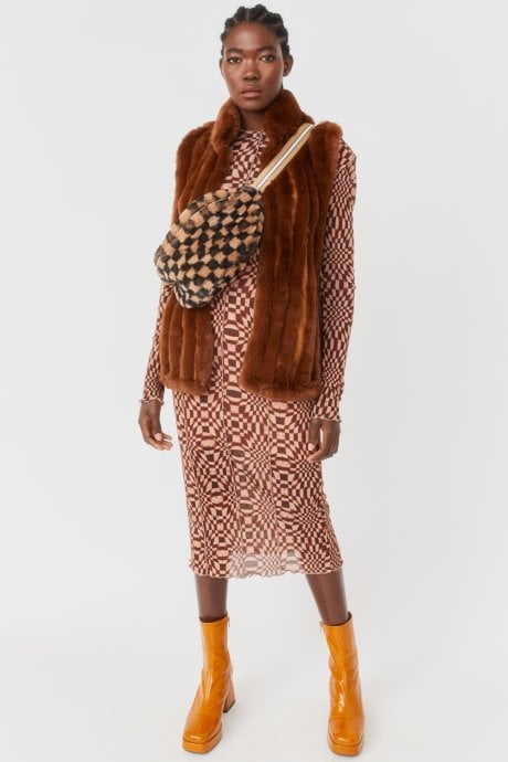 JAYLEY Chocolate Faux Fur Gilet | Waistcoat