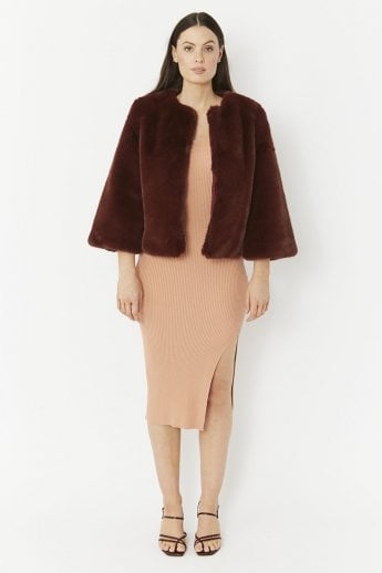 JAYLEY Chocolate Faux Fur Jacket